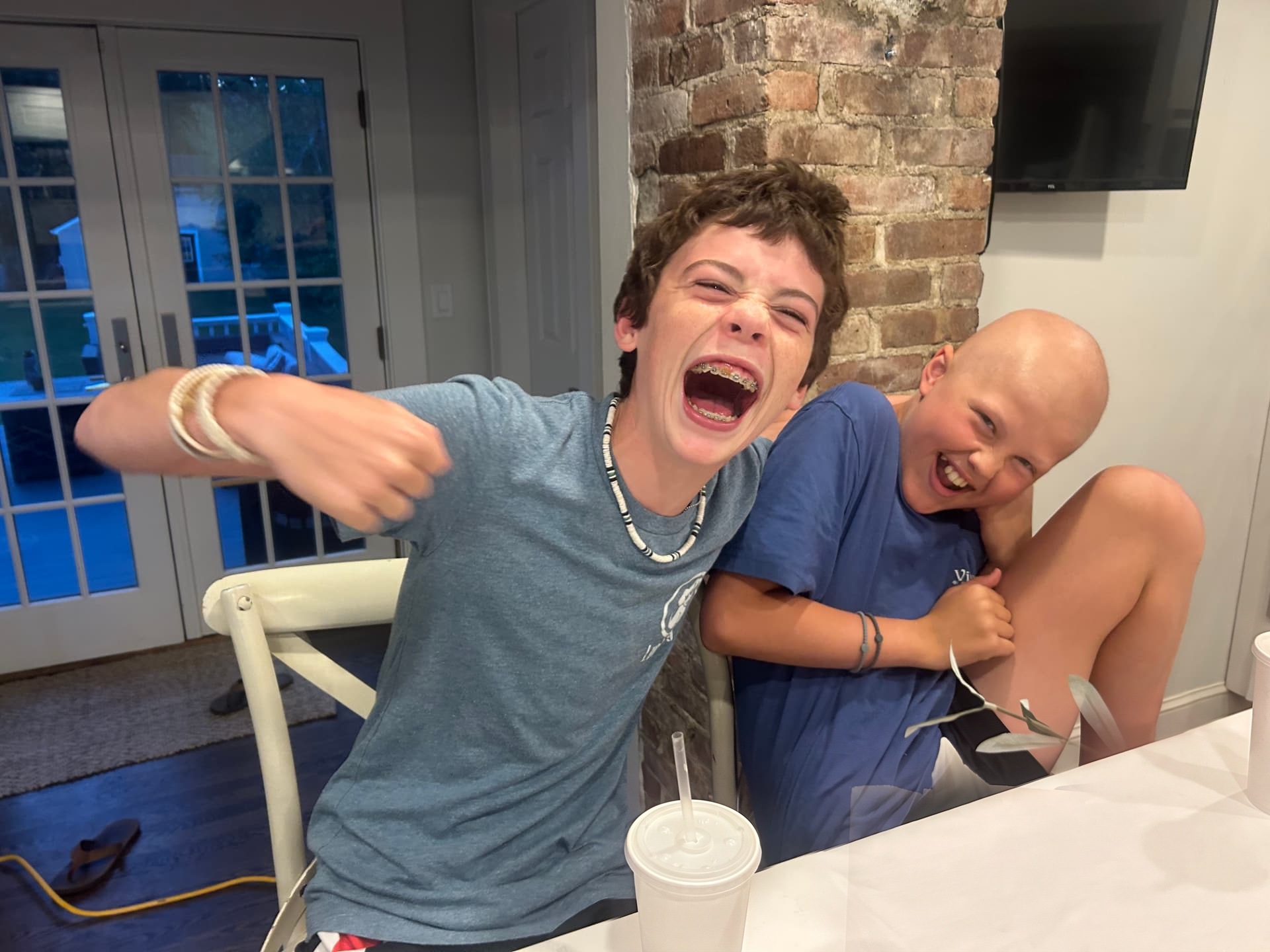 Hamish and Shane laughing together